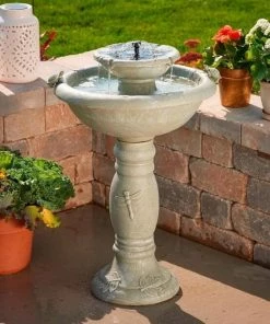 Smart Solar 2-Tier Solar Fountain Bird Bath- Country Gardens