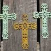 The Birdhouse Chick Cast Iron Crosses Set Of 3-Antique And Verde Finish