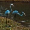Ancient Graffiti Steel Heron Pair Garden Sculptures Statuary & Sculpture