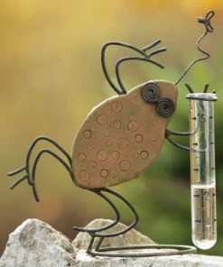 Ancient Graffiti Ceramic Frog Rain Gauge Statuary & Sculpture