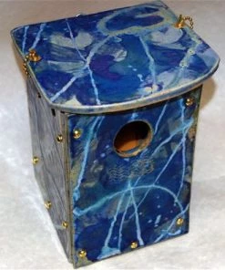 Amaranth Stoneware Unique Birdhouses Orchard Nest Box- Teal Or Cobalt