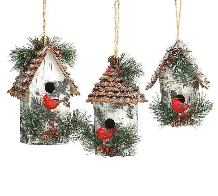 Burton+Burton Large Birdhouse Ornaments Holiday 3 Burton+Burton Large Birdhouse Ornaments Holiday