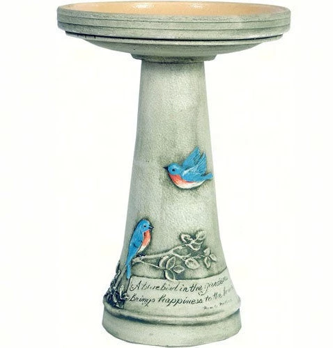Burley Clay Bluebird Pedestal Birdbath-Locking Top Staked & Pedestal Bird Baths 3 Burley Clay Bluebird Pedestal Birdbath-Locking Top Staked & Pedestal Bird Baths