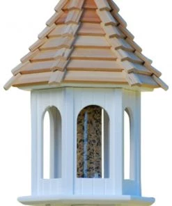 The Birdhouse Chick Vinyl Bird Feeders Gazebo Bird Feeder-Vinyl With Cypress Roof 10x28