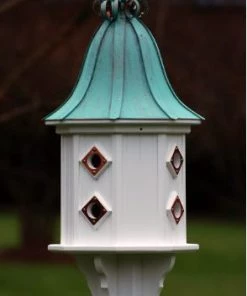 The Birdhouse Chick Copper Roof Dovecote Birdhouse 36x14 Ribbon Detail- 8 Portals Copper Roof Birdhouses