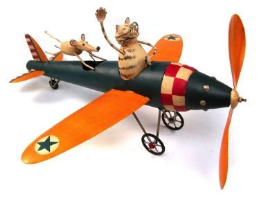 Blue Handworks Cat Aviator Whirligig With Pole 3 Blue Handworks Cat Aviator Whirligig With Pole