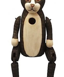 Bobbo Black And White Tall Cat Birdhouse Unique Birdhouses