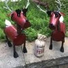The Birdhouse Chick Recycled Metal Yard Art Bobble Head Reindeer Pair
