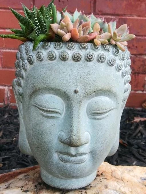 The Birdhouse Chick Buddha Head Planter Planters, Urns & Pots