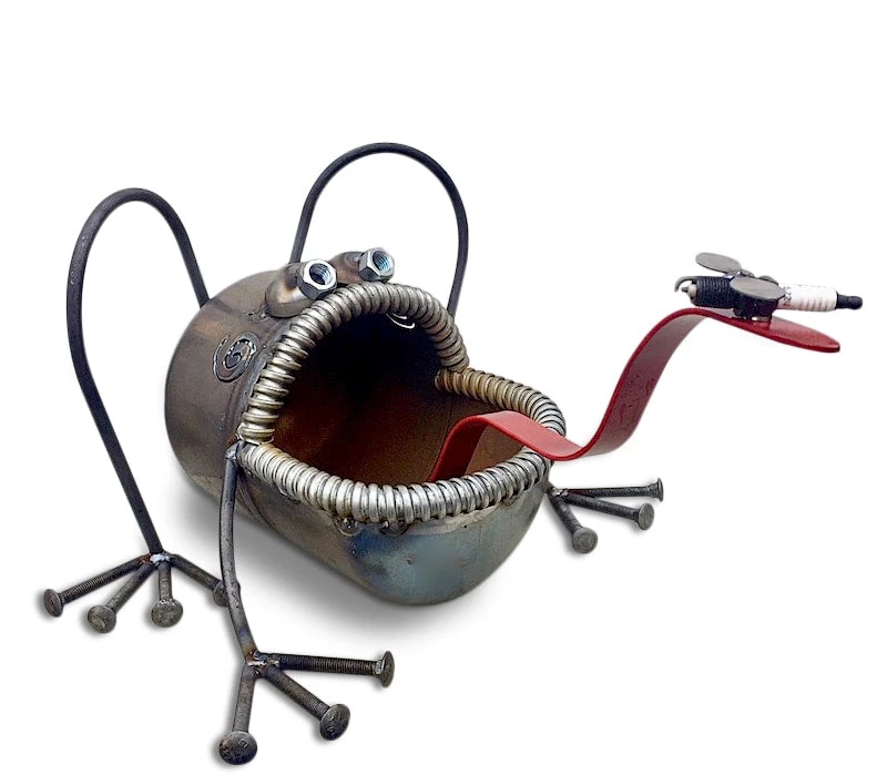 Sugar Post Frog Sculpture With Dragonfly 3 Sugar Post Frog Sculpture With Dragonfly