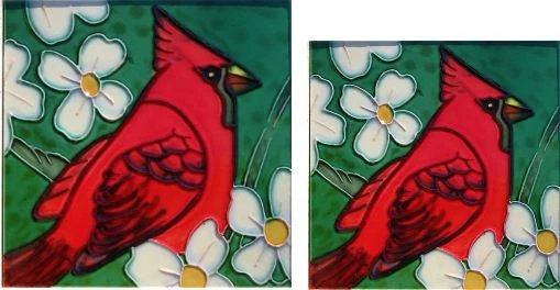 TileCraft Plaques, Stepping Stones & Wall Decor Ceramic Art Tiles-Cardinals Set/2 4 TileCraft Plaques, Stepping Stones & Wall Decor Ceramic Art Tiles-Cardinals Set/2