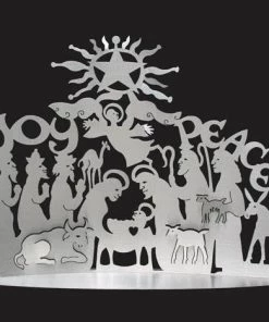 Cricket Forge Standing Nativity- Brushed Aluminum 24x17