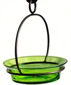 Couronne Unique Bird Feeders Glass Globe Dish Feeder/Mini-Bath- Red Or Lime