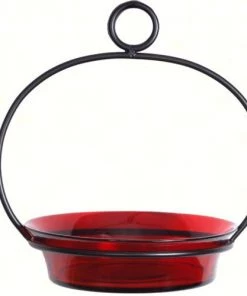 Couronne Unique Bird Feeders Glass Globe Dish Feeder/Mini-Bath- Red Or Lime