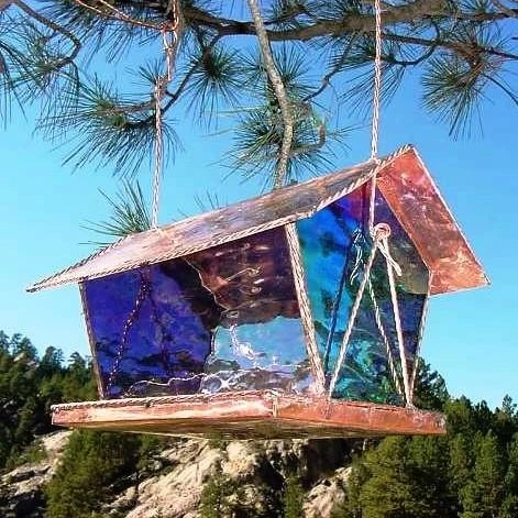Black Hills Glass Works Copper & Stained Glass Bird Feeder Unique Bird Feeders 9 Black Hills Glass Works Copper & Stained Glass Bird Feeder Unique Bird Feeders