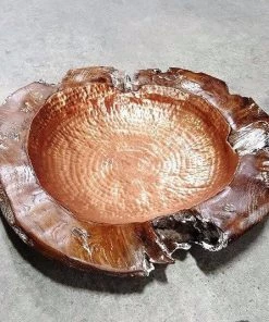 The Birdhouse Chick Garden Furnishings Copper Lined Teak Bowl