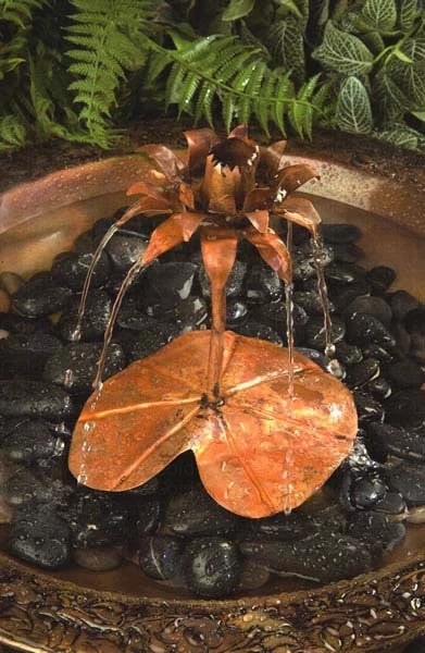 Ancient Graffiti Copper Lotus Bird Bath Fountain Dripper 3 Ancient Graffiti Copper Lotus Bird Bath Fountain Dripper