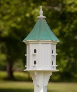 The Birdhouse Chick Copper Roof Dovecote Birdhouse 36x14 Slope- 8 Perches Copper Roof Birdhouses