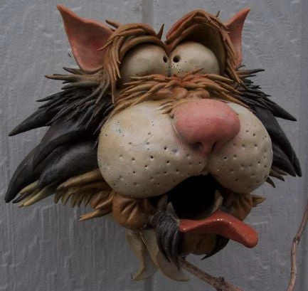 Doug Fey Zany Cat-4 Ceramic Birdhouse 3 Doug Fey Zany Cat-4 Ceramic Birdhouse