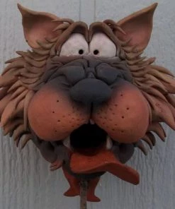 Doug Fey Dog & Cat Ceramic Birdhouse Zany Cat-3 Ceramic Birdhouse