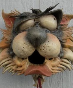 Doug Fey Dog & Cat Ceramic Birdhouse Zany Cat-2 Ceramic Birdhouse