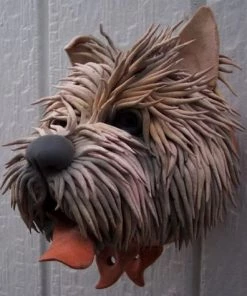 Doug Fey Dog & Cat Ceramic Birdhouse Carin Terrier Ceramic Birdhouse