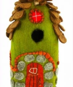 DZI Handmade Designs Felted Wool Birdhouse-Forest House Unique Birdhouses