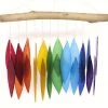 The Birdhouse Chick Rainbow Glass & Driftwood Wind Chime Wind Chimes