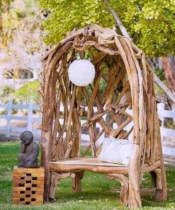 Garden Age Supply Home & Garden Accents Hong's Temple Teak Arbor Bench