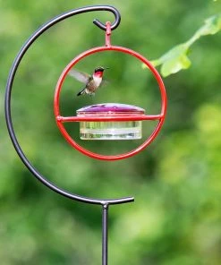 Couronne Red Orb With Perch Hummingbird Feeder