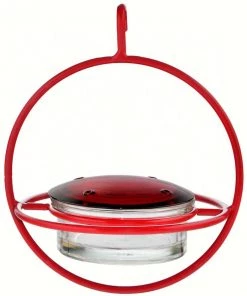 Couronne Red Orb With Perch Hummingbird Feeder