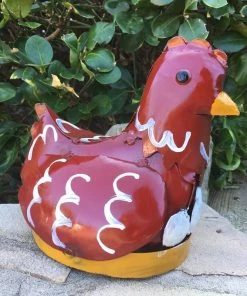 The Birdhouse Chick Hen With Eggs Metal Yard Art
