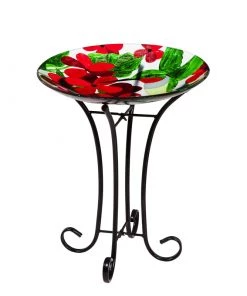 Evergreen Enetrprises Hummingbird Glass Bird Bath- Optional Bubbler Staked & Pedestal Bird Baths