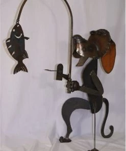 Iron Age Statuary & Sculpture Dog Gone Fishing Garden Sulpture