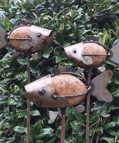 The Birdhouse Chick Rock Fish Garden Stakes Set/3