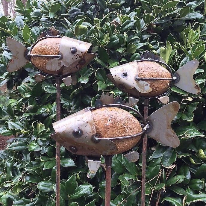 The Birdhouse Chick Rock Fish Garden Stakes Set/3 3 The Birdhouse Chick Rock Fish Garden Stakes Set/3