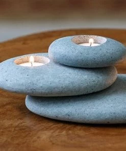 Garden Age Supply Stacked Stone Candle Holder 7 Garden Age Supply Stacked Stone Candle Holder