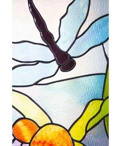 Evergreen Enetrprises Stained Glass Dragonfly Panel