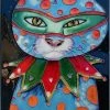 TileCraft Plaques, Stepping Stones & Wall Decor Mardi Gras Cat Art Tile 8x12