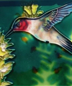 TileCraft Ceramic Art Tile-Hummingbird 4x4 Plaques, Stepping Stones & Wall Decor