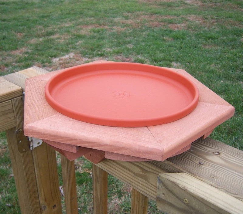 Songbird Essentials Wooden Deck-Mount Bird Bath 4 Songbird Essentials Wooden Deck-Mount Bird Bath