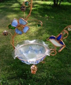 Popular Hanging Dish Feeder/Mini Bath Stained Glass