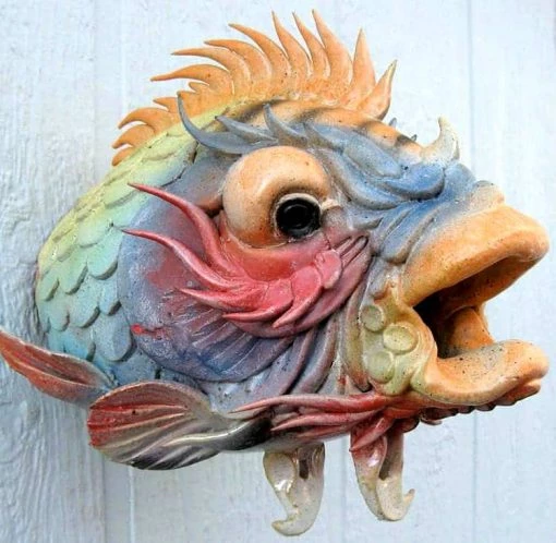 Doug Fey Unique Birdhouses Ceramic Fish Birdhouse