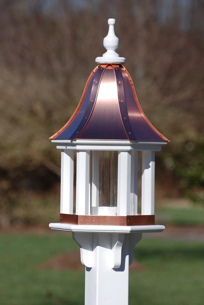 The Birdhouse Chick Copper Roof Bird Feeders Copper Roof Bird Feeder Column Style - 28x12 4 The Birdhouse Chick Copper Roof Bird Feeders Copper Roof Bird Feeder Column Style - 28x12