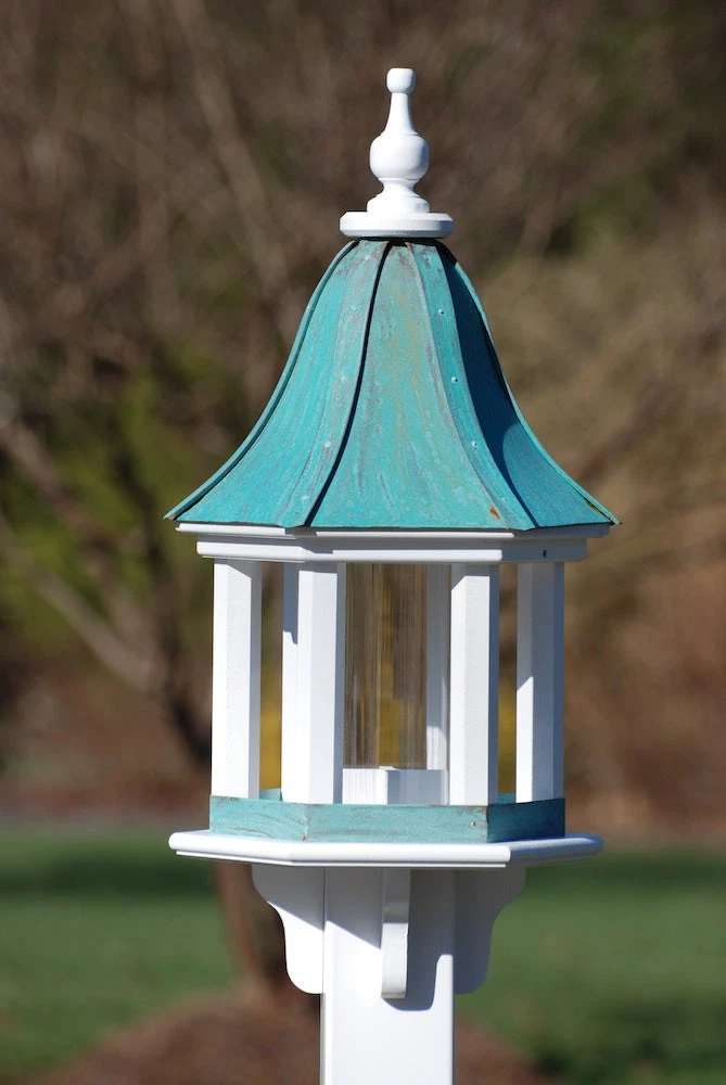 The Birdhouse Chick Copper Roof Bird Feeders Copper Roof Bird Feeder Column Style - 28x12 3 The Birdhouse Chick Copper Roof Bird Feeders Copper Roof Bird Feeder Column Style - 28x12