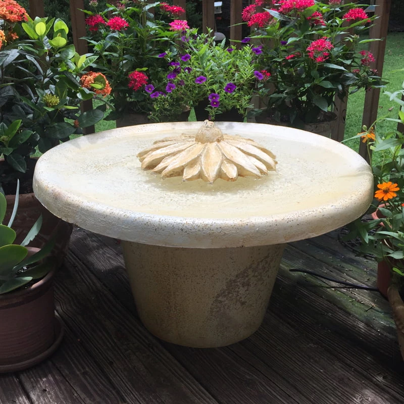 The Birdhouse Chick Bubbling Flower Birdbath Fountain 5 The Birdhouse Chick Bubbling Flower Birdbath Fountain