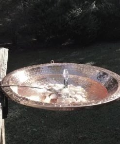 The Birdhouse Chick Solar Bubbler Copper Bird Bath W/ Hanger