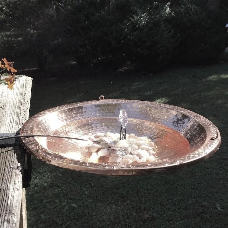 The Birdhouse Chick Solar Bubbler Copper Bird Bath W/ Hanger 3 The Birdhouse Chick Solar Bubbler Copper Bird Bath W/ Hanger