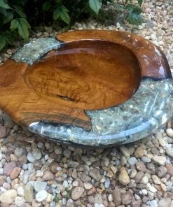 The Birdhouse Chick Teak And White Ground Bird Bath Deck & Ground Bird Baths