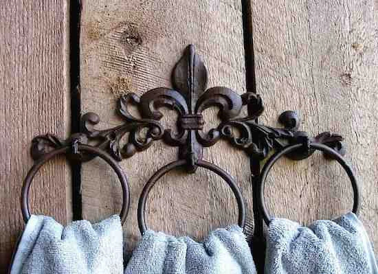 The Birdhouse Chick Fleur De Lis Iron Towel Rack Plaques, Stepping Stones & Wall Decor 4 The Birdhouse Chick Fleur De Lis Iron Towel Rack Plaques, Stepping Stones & Wall Decor